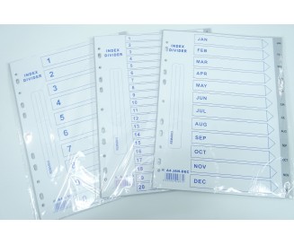 PLASTIC DIVIDER 1-10 N 1-12 N 1-20 N A-Z N JAN-DEC A4
